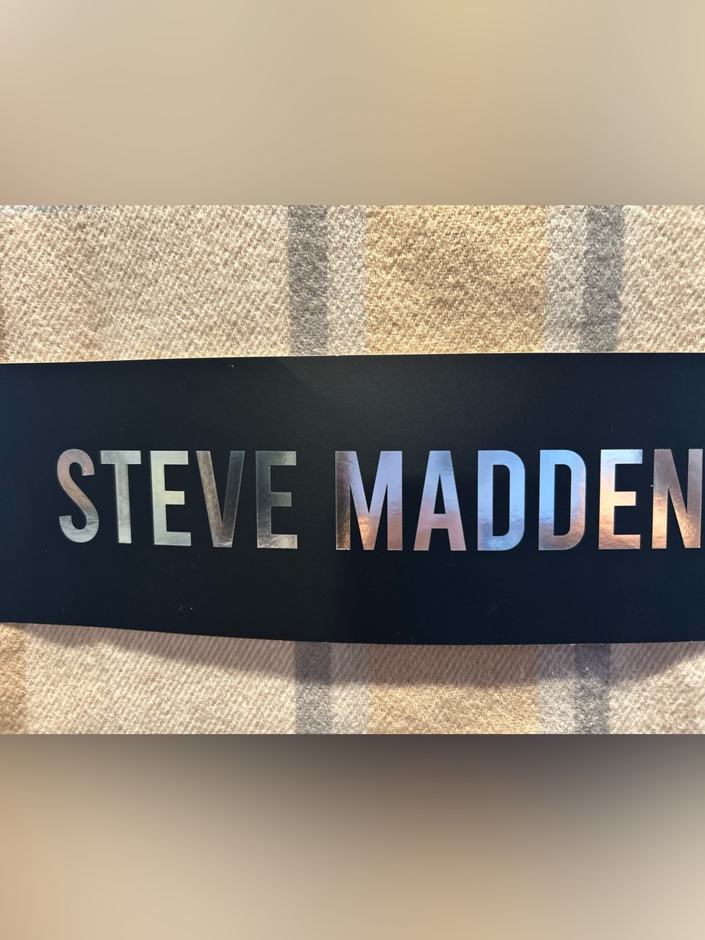 Steve Madden Neutral Plaid Scarf